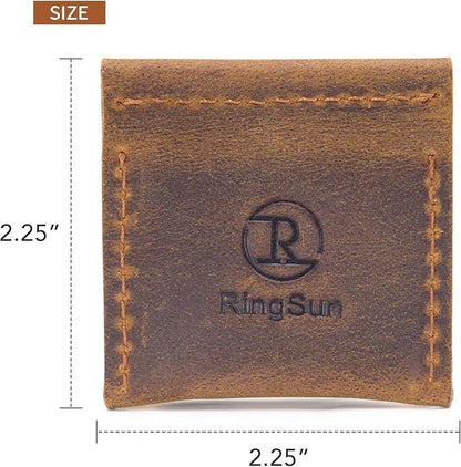 Ringsun Genuine Leather Ring Pouch, Handcrafted Small Ring Box for Men & Women, Portable Jewelry Organizer and Storage Gifts for Women for Marriage Travel Proposal Engagement Wedding, Brown
