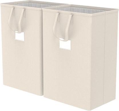 75L Large Laundry Hamper with Handles, Dirty Clothes Hamper for Bedroom Waterproof, Freestanding Tall Laundry Basket Waterproof, Hamper for Bedroom, Bathroom, Dorm, Toys Storage(Ivory）
