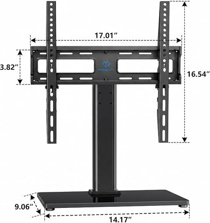 PERLESMITH Universal Swivel TV Stand Legs for 24-60 inch LCD LED TVs, Height Adjustable Television Mount Stand with Tempered Glass Base, Universal VESA Mount 400×400mm, Holds up to 88lbs, PSTVS09