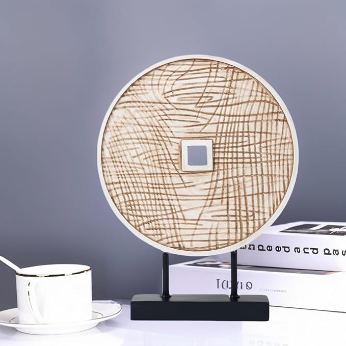 Round Sculpture Decorative Objects Shelf Decor Aesthetic Home Decor Items Accents for Living Room Console Table Decorations (White)