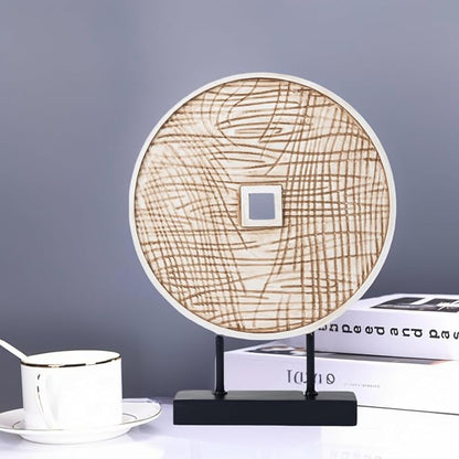 Round Sculpture Decorative Objects Shelf Decor Aesthetic Home Decor Items Accents for Living Room Console Table Decorations (White)