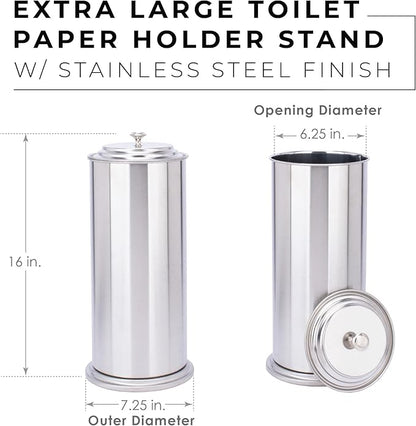 JS Jackson Supplies Free Standing Extra Large Toilet Paper Holder - Stainless Steel