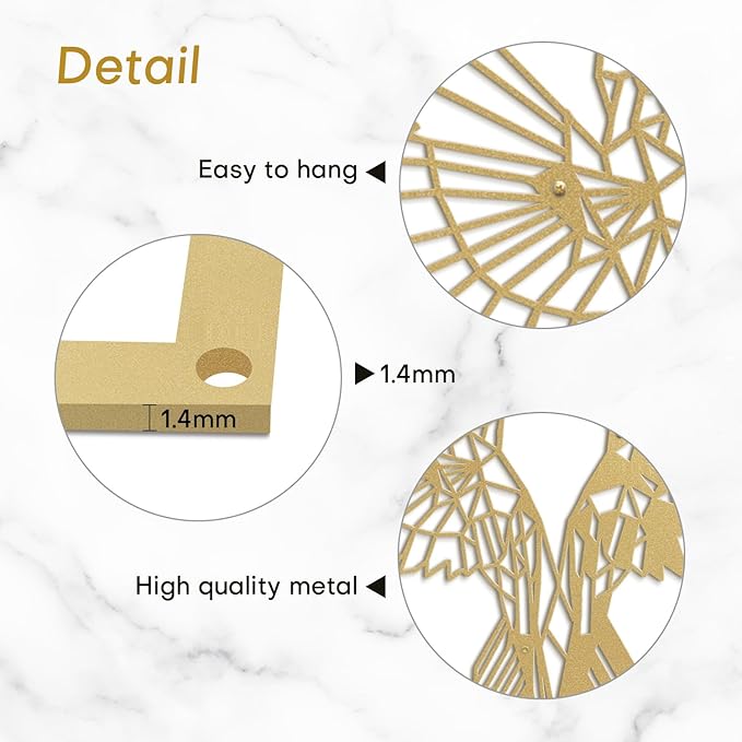 SIGNLEADER Metal Wall Art Decor Birds Dance Modern Abstract Wall Sculpture Hangings Home Decoration for Living Room, Bedroom, Bathroom, Kitchen, Outdoor - 24" Gold