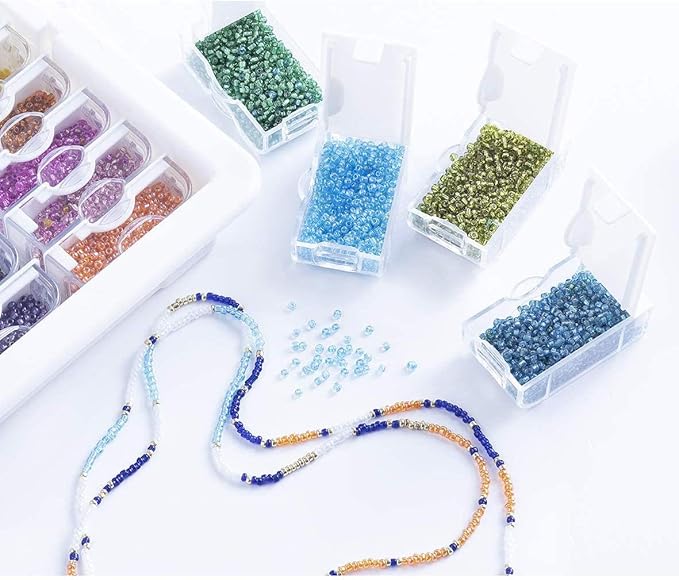 Bead Storage Solutions Elizabeth Ward Plastic Organizer Tray with Clear Snap Shut Lid for Sorting Craft Supplies, Fasteners, Crystals (2 Pack)