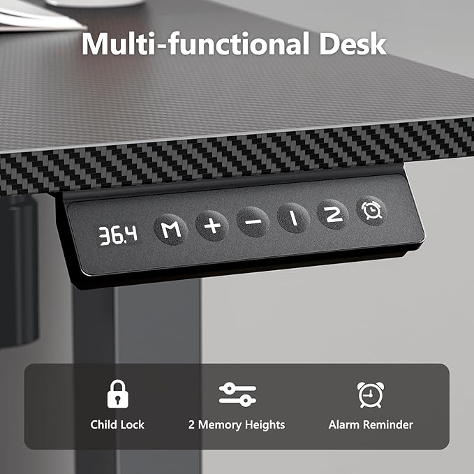 Electric Standing Desk 40 x 24 Inches, Height Adjustable Sit Stand Home Office Computer Desk with Memory Presets,Carbon Fiber Black