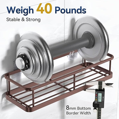 YASONIC Shower Caddy Adhesive, Rustproof Shower Organizer with Soap Holder, Large Capacity Shower Shelves for Inside Shower, No Drilling Bathroom Organizers and Storage for Home Decor（3 Pack Bronze）