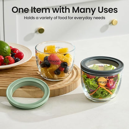 Glass Meal Prep Bowls Set - Leakproof Lids,13 oz (4-Pack Multicolored) Perfect for Meal Prepping, Portion Control, and On-the-Go Lunches BPA-Free