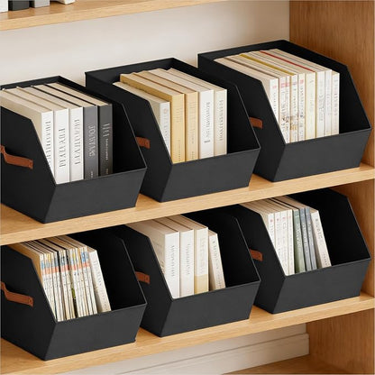 Homsorout Large Closet Storage Cubes - Closet Storage Bins with Dual Handles for Clothes, Towels, Toys, Shelf Organizer Bins for Bedroom, Nursery, Shelves, Small Spaces, Black, 4 Pack