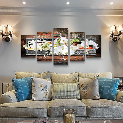 5 piece canvas wall art for living room Decorations Prints Orchid picture Large Flower Canvas Painting Contemporary Abstract Modern Home Decor The room Stretched and Framed Ready to Hang artwork