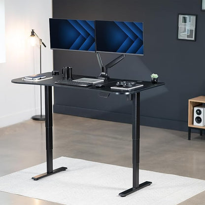 VIVO Electric 63 x 32 in Standing Desk, Touch Screen Adjustment, 220 lb Frame Support, 2E Series, Black Carbon Fiber Top Black Frame, DESK-KIT-2EBR