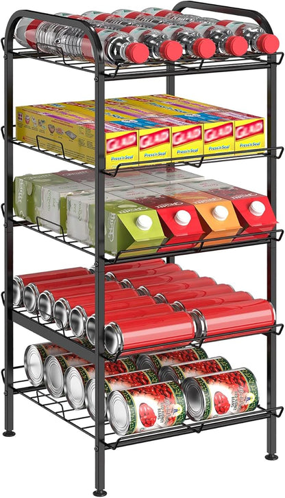 Water Bottle Organizer 5 Tier FreeStanding Water Bottle Storage Shelf Adjustable Water Bottle Holder Stand Metal Beverage Can Rack for Pantry Kitchen Party Black
