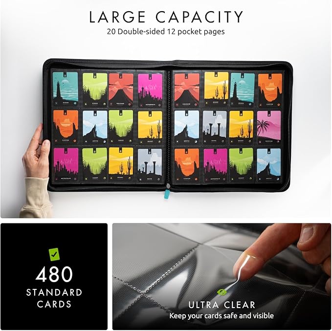 Vault X 12 Pocket Zip Binder, 480 Cards, Exo-Tec Material, 20 Side-Loading Pages (Teal)