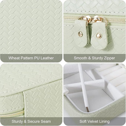 DesignSter Travel Jewelry Case for Woman, Small Travel Jewelry Box with Mirror,4.72×4.72×3.54 inches,Portable Design Travel Jewelry Organizer,Double Headed Zipper