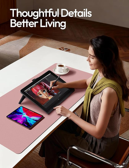 YSAGi Leather Desk Pad Protector, Office Desk Mat, Large Mouse Pad, Non-Slip PU Leather Desk Blotter, Laptop Desk Pad, Waterproof Desk Writing Pad for Office and Home (Pale Mauve,55" x 24")