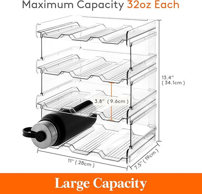 Lifewit 4 Tier Stackable Water Bottle Organizer for Cabinet, Plastic Bottle Holder Fits 12 Bottles/Tumblers up to 3.8" Diameter for Pantry/Countertop/Cupboard, 28 x 19 x 34 cm/11 × 7.5 × 13.4"