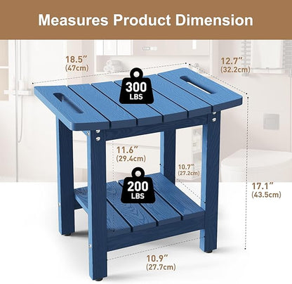 HIPS Shower Benches for Inside Shower, Shower Stool with Space-Efficient Storage Shelf, Waterproof Shower Chair Seat for Spa Bathroom(Navy Blue)