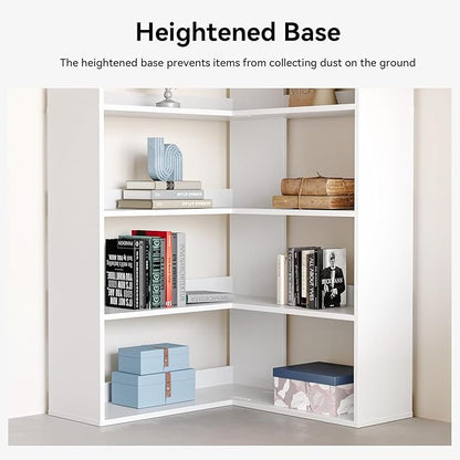 MXV 71.5" Tall L-Shaped Corner Bookshelf, 6-Tier 23.6" Wide Wooden Bookcase with Storage Organizer, Display Shelf for Home, Office, Living Room (23.6")