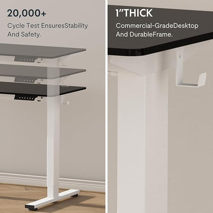 FLEXISPOT EN1 One-Piece Standing Desk with 1-Inch Thick Seamless Desktop, 60"x24" Electric Height Adjustable Desk for Home Office, Multi-Monitor Setups & Easy Assembly, Black