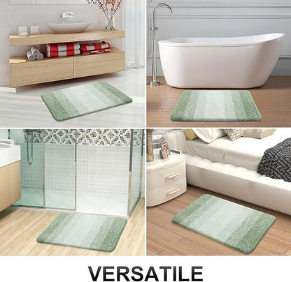 OLANLY Luxury Toilet Rugs U-Shaped 24x20, Extra Soft and Absorbent Microfiber Bathroom Rugs, Non-Slip Plush Shaggy Bath Mat, Machine Wash Dry, Contour Bathroom Mats for Toilet Base, Sage Green