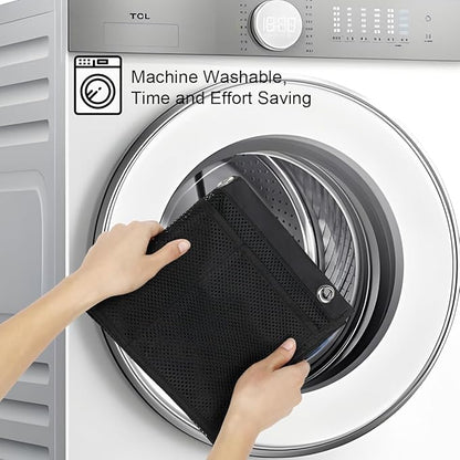 GYEUKHAM Mesh Shower Caddy Hanging Organizer with 7 Pockets and Hooks, Portable Quick Dry Bathroom Storage for College Dorm, Cruise, RV, Gym, Travel Toiletry Bag, Black, 1 Pack