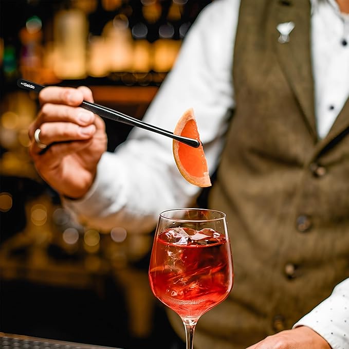 Seido 2-Piece Serving Tweezer Set 12-Inch – Professional Stainless Steel Kitchen Tongs with Fine Tip & Flat Tip, Non-Slip Grip, Heat-Resistant Precision Tools for Cooking, Plating & Garnishing