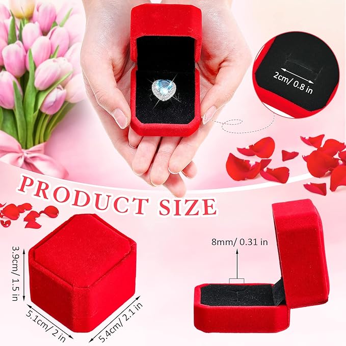 Laumoi 36 Pcs Velvet Ring Box for Wedding Ceremony Engagement Jewelry Boxes Packaging Display Ring Case Earring Storage Holder for Proposal Anniversary Birthday Gift(Red)