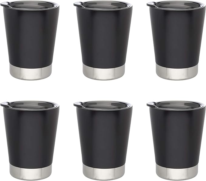 DISCOUNT PROMOS 12 oz. Itsy Vacuum Insulated Travel Mugs - 6 Pack - Black