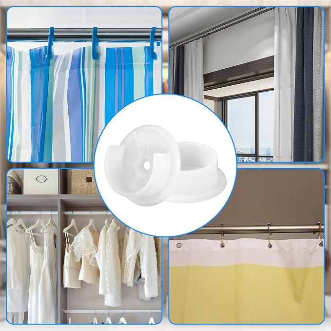 4pcs Closet Rod Holders, Plastic Tension Pole Bar Sockets for 1-3/8" Heavy Duty Wardrobe Tube Rail Support Bracket with Screws Fittings for Home Bathroom Shower Curtain Clothing Store (White)