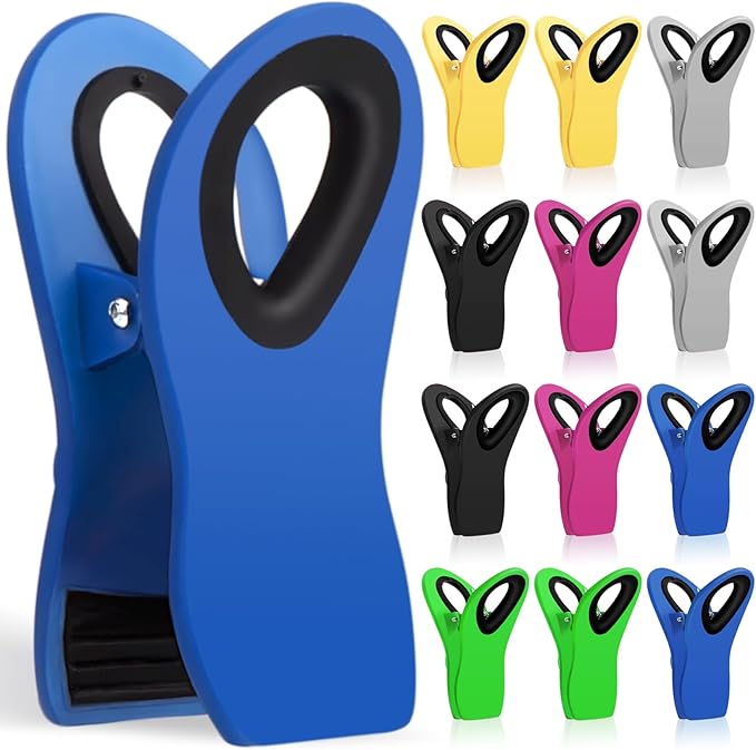 Jetmore 12 Pack Chip Clips, Bag Clips, Office Paper Clamps, Binder Clips, Food Clip Heavy Duty, Magnetic Clip for Food Storage, Snack, Fridge, Kitchen