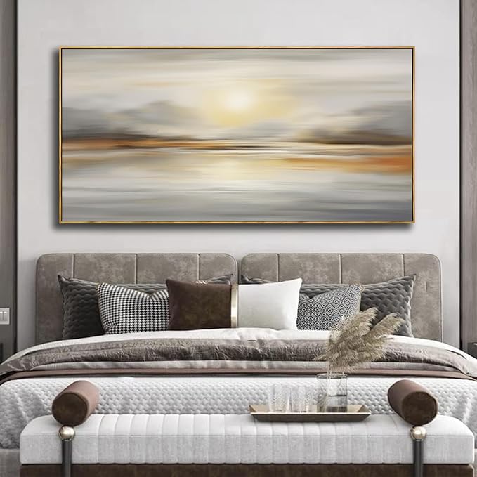 Framed Wall Art Abstract Seascape Canvas Printing Wall Decor Artwork for Living Room Bedroom Dining Room Home Office Decor 24"x48"