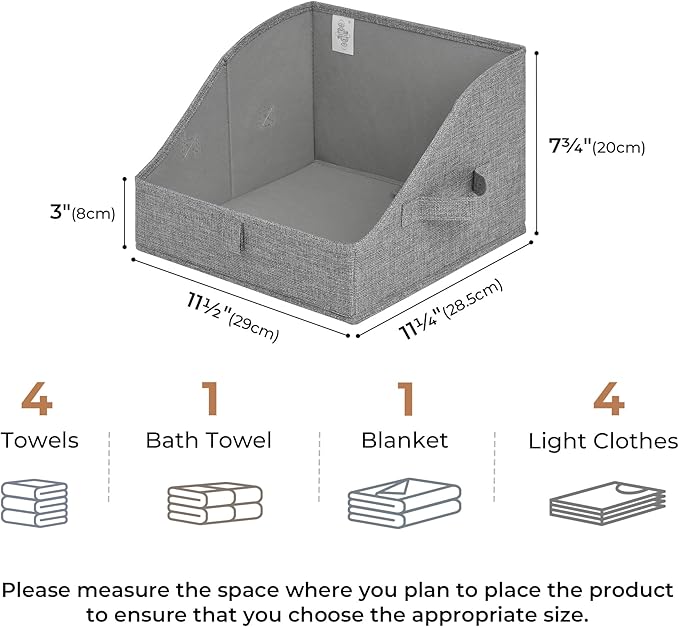 GRANNY SAYS Closet Storage Bins, Clothes Organizer and Storage Bins, Trapezoid Storage Boxes with Handles, Storage Baskets for Shelves, Dark Gray, Medium, 3-Pack