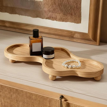 Uiifan Wood Cloud Perfume Tray Irregular Jewelry Decorative Tray for Women Trinket Dish Ring Holder Dish Room Aesthetic Decor Birthday Housewarming Gift(Wood Color)