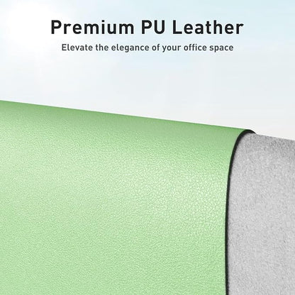 Aothia Faux Leather Desk Mat – Large Mouse Pad, Non-Slip PU Leather Blotter, Waterproof Writing Surface for Office and Home (Foam Green, 47.2" x 23.6")