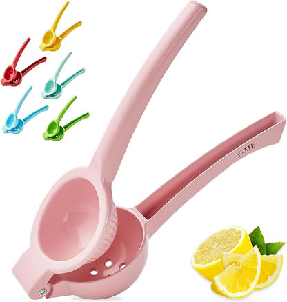 Y-ME Manual Juicer Citrus Lemon Squeezer, Fruit Juicer Lime Press Metal, Professional Hand Juicer Kitchen Tool(Pink）