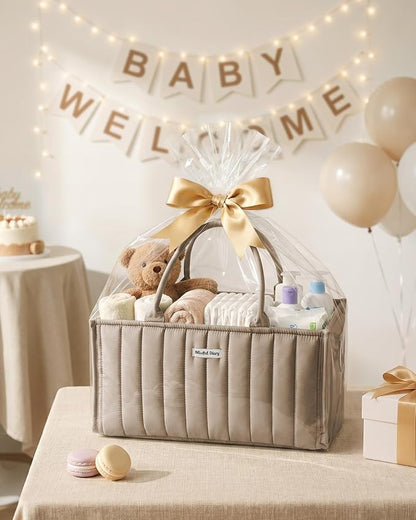 Blissful Diary Baby Diaper Caddy Organizer, Stylish Storage Basket for Newborn Essentials and Diaper Station, Gift for Baby Shower and Registry Must-Have, Mocha Brown