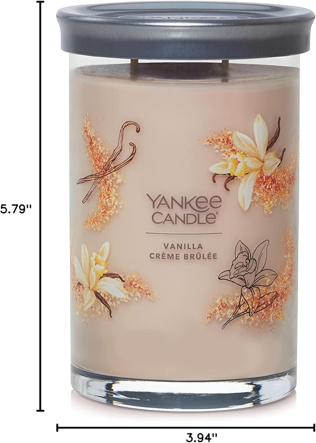 Yankee Candle Large Tumbler Scented Candle with up to 80 Hour Burn Time, Premium Plant Wax Blend for Consistent Burn, 20 oz Tumbler Candle with Room Filling Fragrance, Vanilla Crème Brûlée