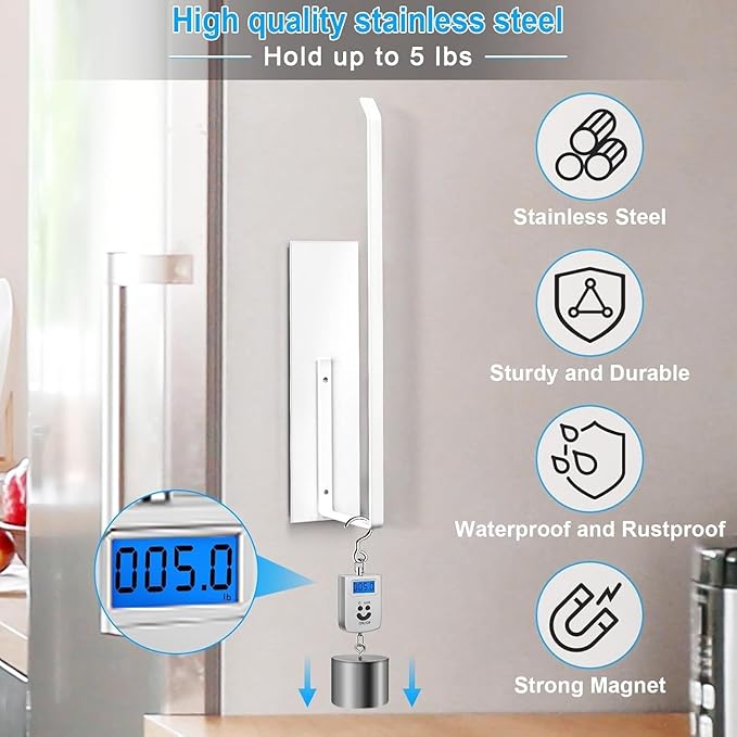 Magnetic Paper Towel Holder for Fridge, Toilet Paper Roll Holder Magnetic Paper Towel Rack Wall Mount Fridge Organizer for Papers Towels Roll Bathroom Toilet Garage RV Decor Kitchen Organization White