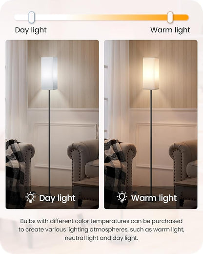Floor Lamp, Pole Lamp with Foot Switch, Modern Standing Lamp Shade, Minimalist Freestanding Lamp (Bulb Not Included), for Living Room, Bedroom Office ETL Listed, Black and White CW07LD05