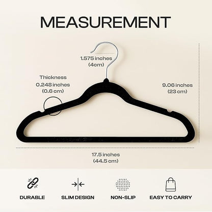 Utopia Home Velvet Hangers 30 Pack - Non-Slip Suit Hangers with 360 Degree Rotatable Hook - for Pants, Coats, Shirts & More (Black)