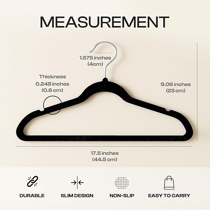 Utopia Home Velvet Hangers 100 Pack - Non-Slip Suit Hangers with 360 Degree Rotatable Hook - for Pants, Coats, Shirts & More (Black)