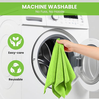 SIFANGKE Microfiber Cleaning Cloth, 12 Pack Limegreen Cleaning Rags for Housekeeping, Reusable Microfiber Towels for Car, Kitchen, Bathroom and Household Cleaning Supplies, 11.8"X11.8"