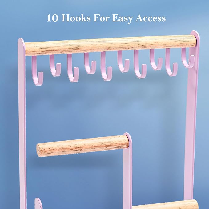 ProCase Cute Jewelry Stand, Aesthetic Jewelry Organizer for Dresser Vanity, Jewelry Holder Display for Necklaces Earrings, Gifts for Teen Girls Women, Bedroom Dorm Decor -Medium, Purple