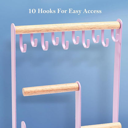 ProCase Cute Jewelry Stand, Aesthetic Jewelry Organizer for Dresser Vanity, Jewelry Holder Display for Necklaces Earrings, Gifts for Teen Girls Women, Bedroom Dorm Decor -Medium, Purple