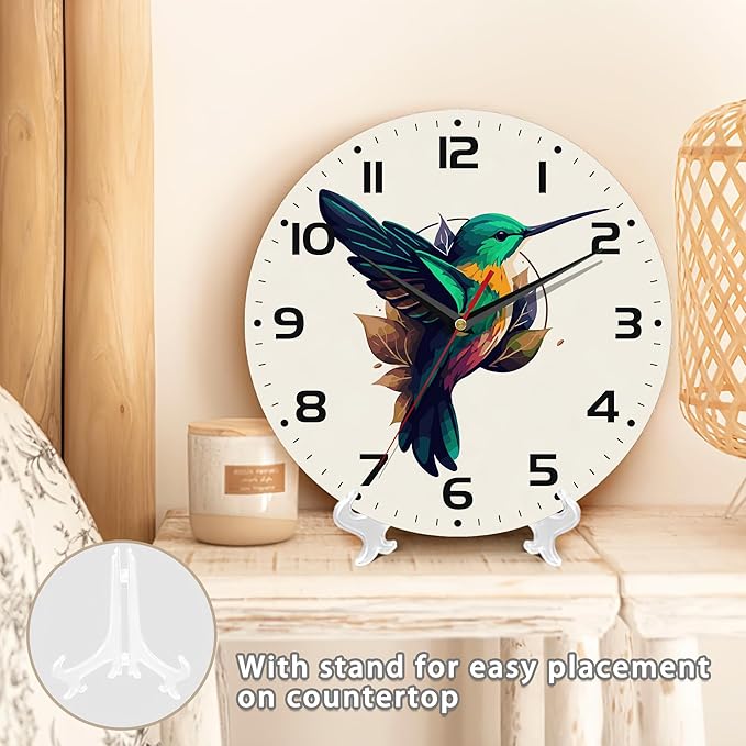 Flaying Hummingbird Bird Wall Clock Silent Non-Ticking Battery Operated Clock 10 Inch, Home Decor for Living Room, Kitchen, Bedroom and Office