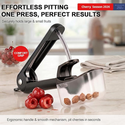 Cherry Pitter Tool Cherries Pitter Stainless Steel Rod for Making Cherry Jam with Lock Design(Black)