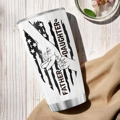 Father and Daughter Best Friend for Life Gift, 20oz Insulated Stainless Steel Tumbler, Unique Holding Hands Fist Bump Design, Birthday, Christmas, Father's Day