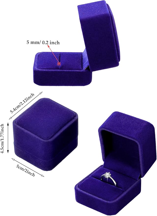 Zhanmai 12 Pcs Christmas Velvet Ring Box Jewelry Box Earring Jewelry Case Gift Boxes for Xmas Women Wedding Engagement Birthday Anniversary Valentines Day 2.12 x 1.77 x 2 Inch(Royal Blue)