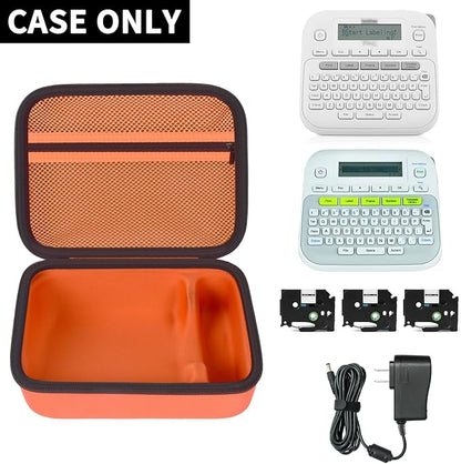 Case Compatible with Brother P-Touch PTD220 210 Home/Office Everyday Label Maker, Storage Holder Carrying Organizer for Label Tapes, AC Adapter, Charging Cables (Box Only) -Orange