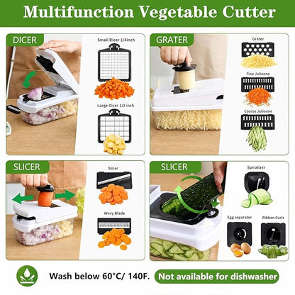 18-in-1 Vegetable Chopper Mandoline Slicer for Kitchen, Food Chopper with Container, Veggie Cutter, Onion Mincer Tomato Dicer, Fruit Slicer Spiralizer, Cheese Grater, Kitchen Gadgets House Essentials