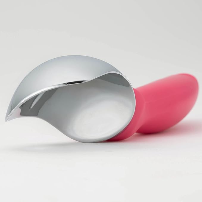 Spring Chef Pink Heavy Duty Ice Cream Scoop with Soft Grip Handle, Professional Ice Cream Scooper, Metal Icecream Spoon for Cookie Dough, Frozen Yogurt, Gelato, Melon - Dishwasher Safe Kitchen Tool